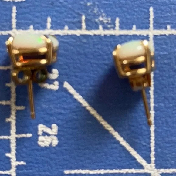 Opal Earrings in 14k Basket Settings - Picture 6 of 7